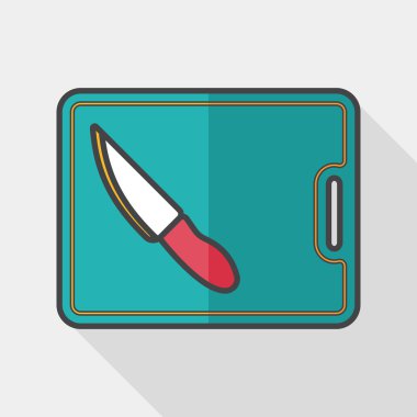 uzun gölge ile yönetim kurulu ve bıçak düz simgesi doğrama mutfak eşyaları,