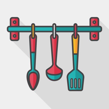 Uzun Gölge, eps10 ile mutfak eşyaları spatula düz simgesi