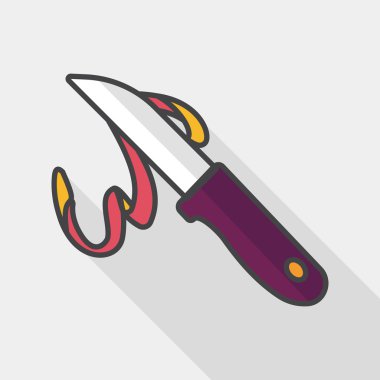 Uzun Gölge, eps10 ile mutfak eşyaları meyve bıçağı düz simgesi