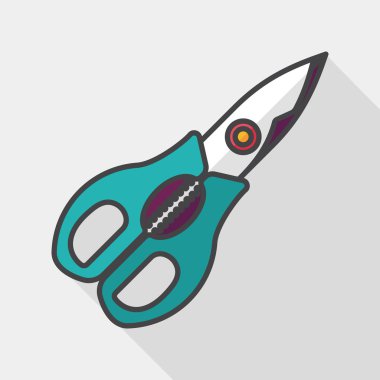 Uzun Gölge, eps10 ile mutfak eşyaları makas düz simgesi