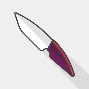 Uzun Gölge, eps10 ile mutfak eşyaları meyve bıçağı düz simgesi