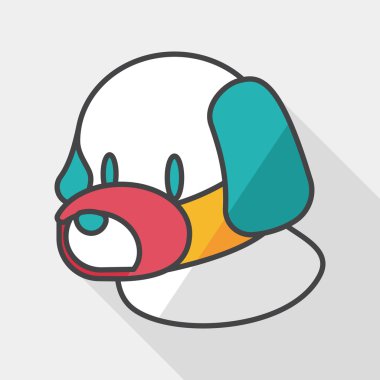 Evde beslenen hayvan köpek ağız kapak düz simgesiyle uzun gölge, eps10