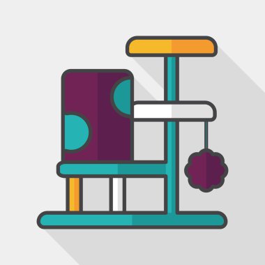 Evde beslenen hayvan kedi ağaç uzun gölge, eps10 düz simgesiyle