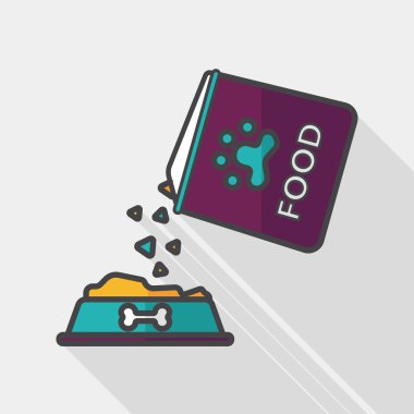 Uzun Gölge, eps10 ile evde beslenen hayvan köpek gıda düz simgesi