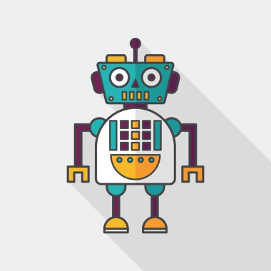 Robot kavramı uzun gölge, eps10 düz simgesiyle
