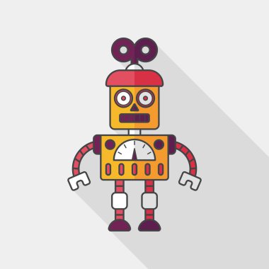 Robot kavramı uzun gölge, eps10 düz simgesiyle