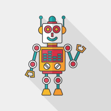 Robot kavramı uzun gölge, eps10 düz simgesiyle