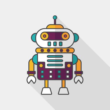 Robot kavramı uzun gölge, eps10 düz simgesiyle