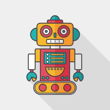 Robot kavramı uzun gölge, eps10 düz simgesiyle