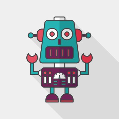 Robot kavramı uzun gölge, eps10 düz simgesiyle