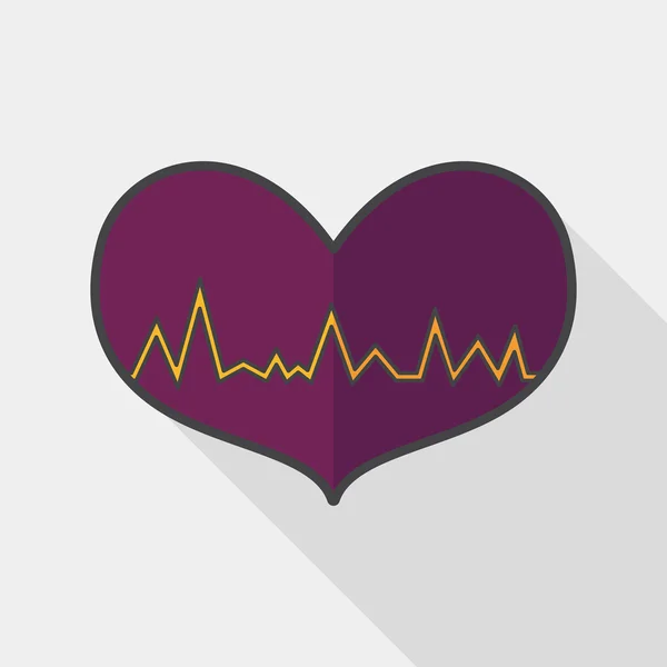 EKG srdce ploché ikony s dlouhý stín — Stockový vektor
