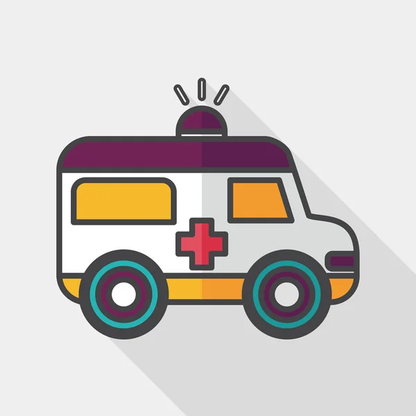 Ambulance platte pictogram met lange schaduw — Stockvector