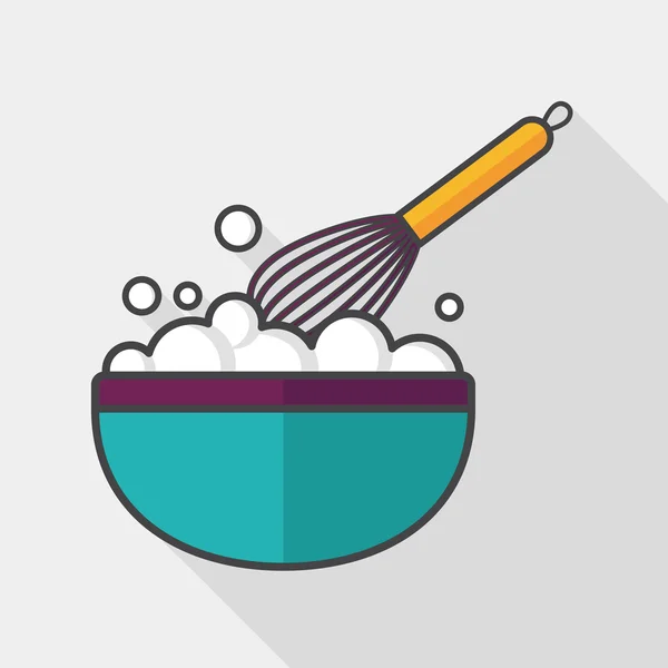Köksredskap visp flat ikonen med långa skugga, eps10 — Stock vektor
