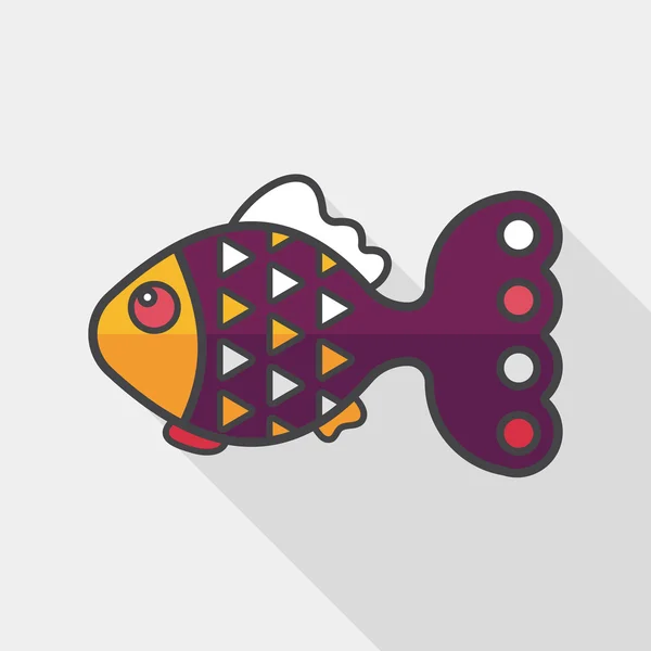 Peixe de estimação ícone plano com sombra longa, eps10 — Vetor de Stock