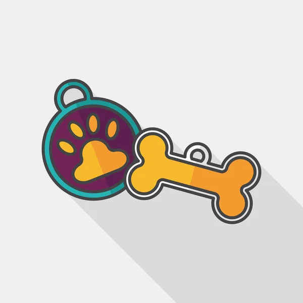 Pet tag flaches Symbol mit langem Schatten, eps10 — Stockvektor