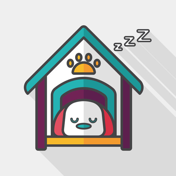 Pet dog house flat icon with long shadow,eps10