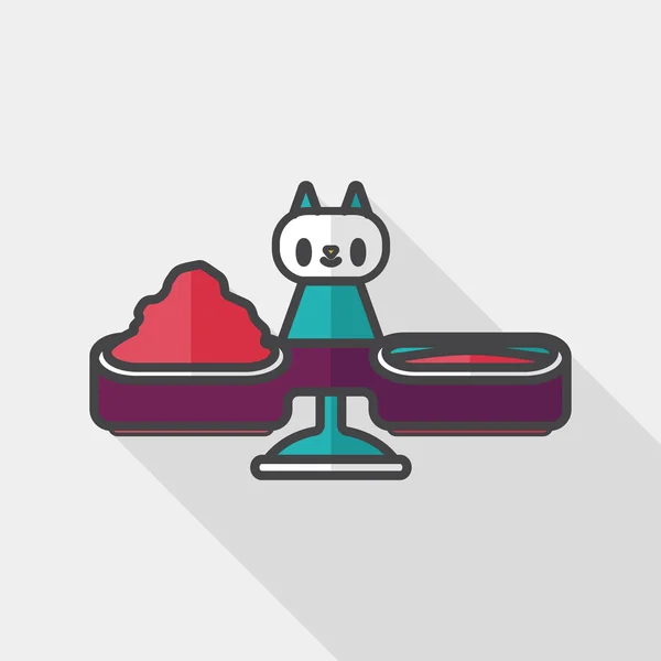 Domowych kotów jedzenie miska płaski ikona z długim cieniem, eps10 — Wektor stockowy
