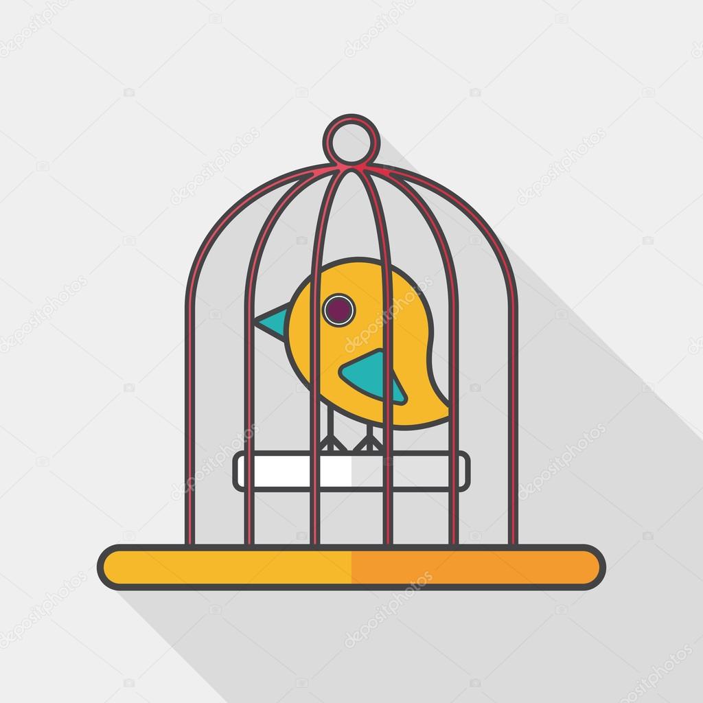 Pet bird cage flat icon with long shadow, eps10