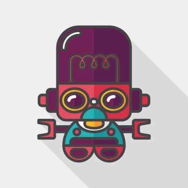 Robot kavramı uzun gölge, eps10 düz simgesiyle