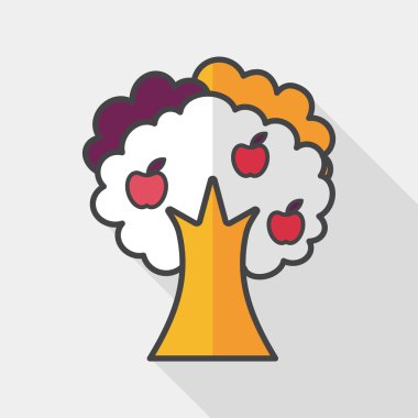 elma ağacı düz simgesi ile uzun gölge, eps10