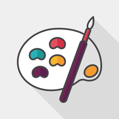 Resim paleti uzun gölge, eps 10 ile boya fırçası düz simgesi ile