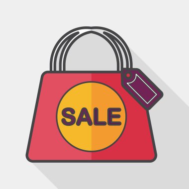 kağıt çanta düz simgesi uzun gölge, eps1 ile alışveriş