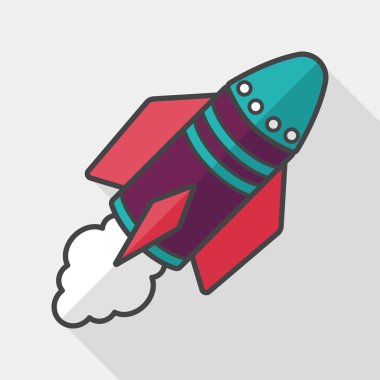 Uzay gemisi ile uzun gölge, eps10 düz simgesi