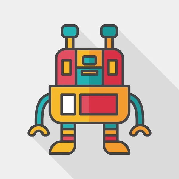 Robot icono plano con sombra larga, eps10 — Vector de stock