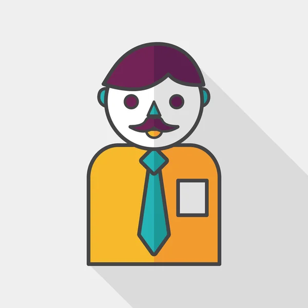 Homme d'affaires icône plate avec ombre longue, eps10 — Image vectorielle