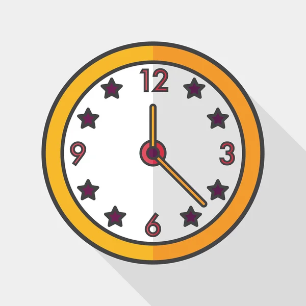 Relógio ícone plano com sombra longa, eps10 — Vetor de Stock