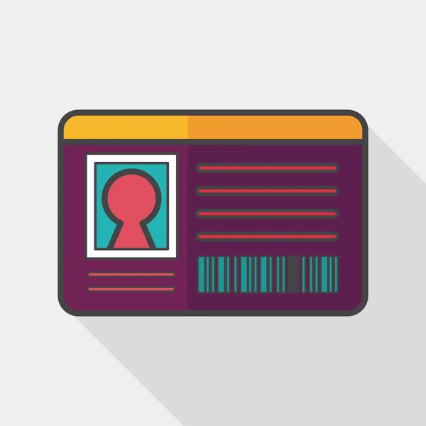 Carte d'identité icône plate avec ombre longue — Image vectorielle