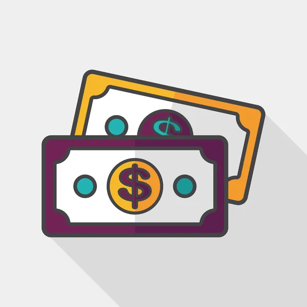 Shopping money cash flat icon with long shadow, eps10 — Vettoriale Stock