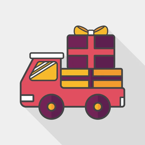 Winkelen vracht vervoer platte pictogram met lange schaduw, eps10 — Stockvector