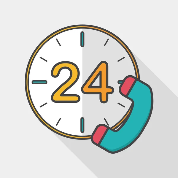 24 godziny klienta telefon service flat ikona z długim cieniem, eps10 — Wektor stockowy