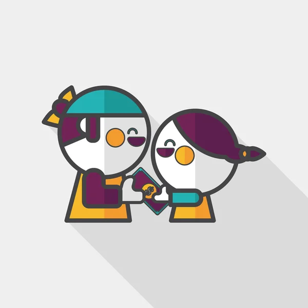 Valentine Compras icono plano con sombra larga, eps10 — Vector de stock