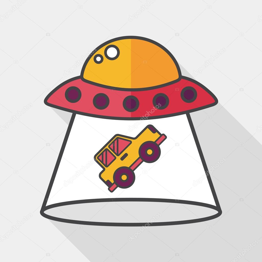 Space UFO flat icon with long shadow, eps10