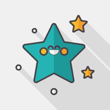 Uzay yıldız düz simgesi ile uzun gölge, eps10