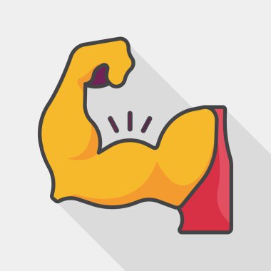 Muscle man plat pictogram met lange schaduw, eps10