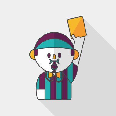 Futbol hakem düz simgesi ile uzun gölge, eps10