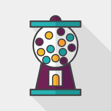 Sakız top makine düz simgesiyle uzun gölge, eps10