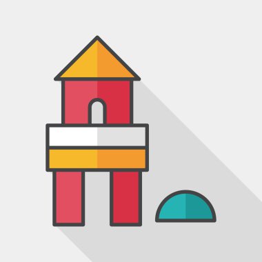 tuğla ev düz simgesi ile uzun gölge, eps10