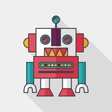 Vintage robot uzun gölge, eps 10 düz simgesi