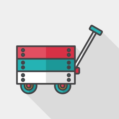 oyuncak sepeti düz simgesi ile uzun gölge, eps10