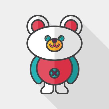 oyuncak ayı uzun gölge düz simgesi