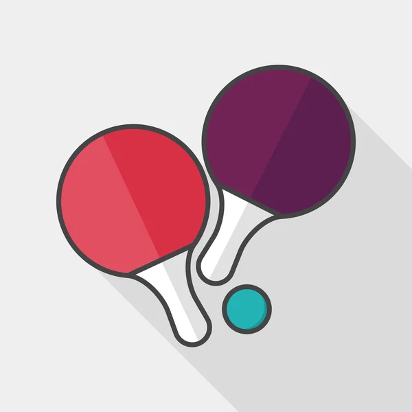 Raquette de ping-pong icône plate avec ombre longue, eps10 — Image vectorielle