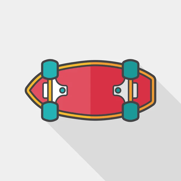 Skateboard icono plano con sombra larga, eps10 — Vector de stock