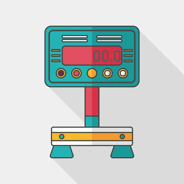 Gewichtswaage flaches Symbol mit langem Schatten — Stockvektor