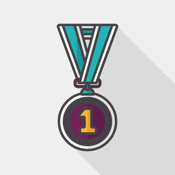Medalha ícone plana com sombra longa, eps10 — Vetor de Stock