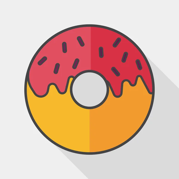 Donut icono plano con sombra larga, eps10 — Archivo Imágenes Vectoriales