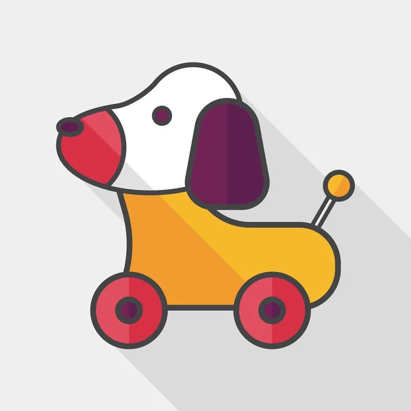 Eps 10 長い影とおもちゃ犬フラット アイコン — ストックベクタ